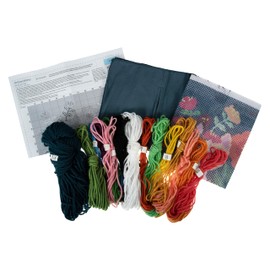 Trimits Half Stitch Cross Stitch Cushion Kit, Cushion Back Included, Pre Printed Canvas, Yarn and Needle Included 40 x 40cm (15.75 x 15.75in), Cat