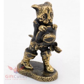 Solid Brass Figurine of sad Cat Puss in Boots Fairy tale IronWork