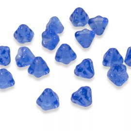 Hackberry Creek 50 Baby Bell Flower Beads - Sapphire Blue - Czech Glass - 4x6mm Small Flowers