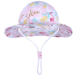 Durio Baby Girl Sun Hat UPF 50+ Cute Baby Sun Hat Summer Beach Baby Girl Hats Sun Protection Infant Sun Hat A Pink Flamingo 6-12 Months