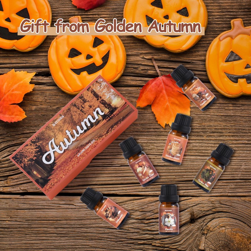 Autumn Fragrance Oils Set, AVEOIRA Fall Essential Oil Set for