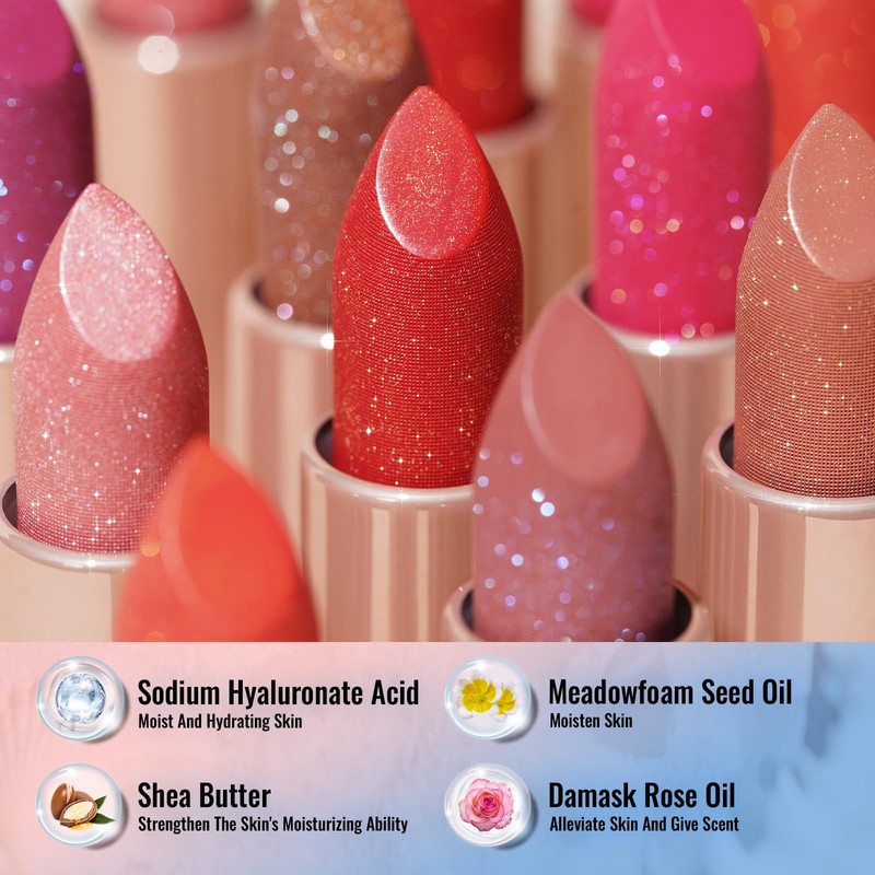 Oulac Pink Shimmer Lipstick for Women, Infinity High Shine Finish,