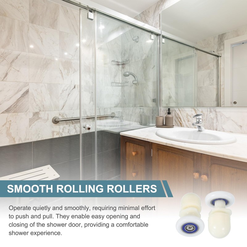 uxcell 12 Pcs 27mm Shower Door Rollers Wheels Replacement White