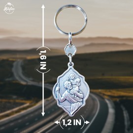 Saint Christopher Key Ring for Car - Patron Saint of Travelers (Motorists, Bikers, Trains, Plane). Accessory Lucky Car, Motorcycle, Camping Car