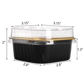 ZEAYEA 100 Pieces Aluminum Foil Baking Cups with Lids, 5.7 oz Disposable Ramekins Cupcake Containers, Cupcake Muffin Liners Cups for Party Mother's Day Wedding Christmas Birthday