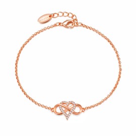 Philip Jones Rose Gold Plated Infinity Heart Bracelet Created with Zircondia® Crystals