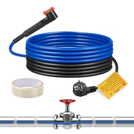 Frost Protection Heating Cable, Ci-Fotto Self-Regulating Pipe Heating Cable (4 m, 15 W/M) with Built-in Thermostat to Protect Water Pipes, Metal/Plastic House Pipes, Gutters, Sewer Lines