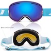 JULI Kids Ski Goggles,Interchangeable Double Layer Spherical Lens,OTG Anti-Fog Snowboard