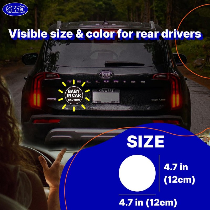 Baby in Car Magnet_Circular Type (3 Pack) (Black/Black)