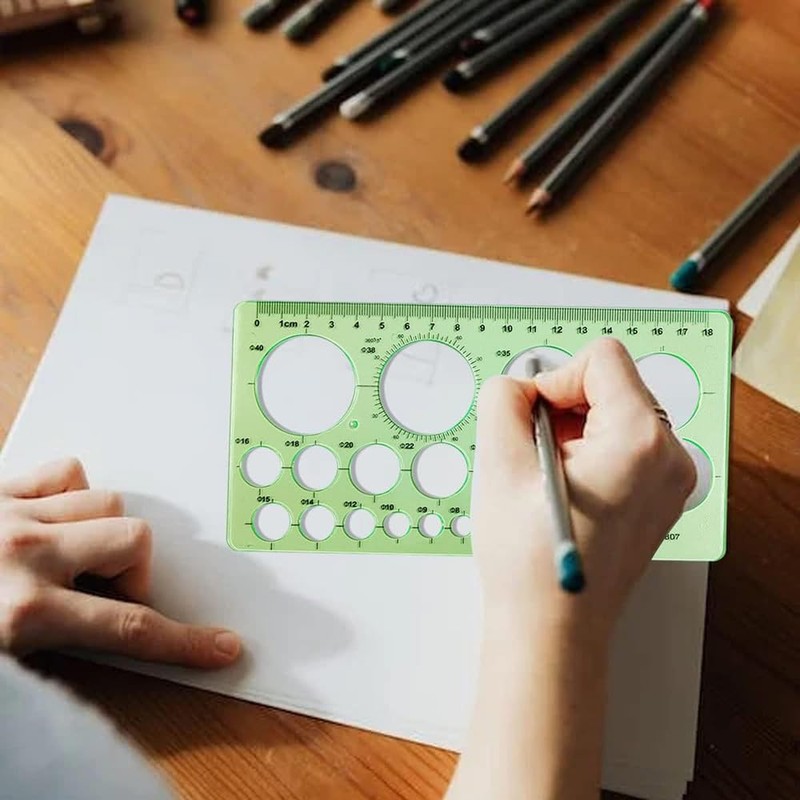 TerraShine Ruler Template Circular Ruler Drafting Ruler Set Oval Polygon