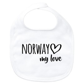 Huuraa Baby Bib Norway My Love Unisex Bib Size for All Fans of Norway Gift Idea for Newborns and Toddlers, White