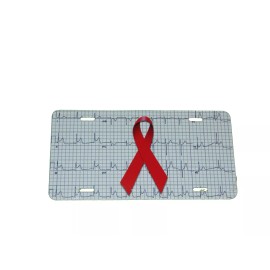 Heart Disease Ribbon License Plate 6 X 12 Inches New Aluminum