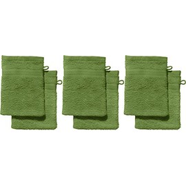 REDBEST Chicago Wash Mitts Pack of 6 - Absorbent, Durable, Ideal for Travel, Sports - Green Size 15 x 21 cm (Other Colours)