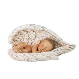 ShineOnAngel Sleeping Baby in Angel Wings Statue, 7inch Long Guardian Angel Wings Baby Catholic Gifts for Baby Baptism, Baby Showers