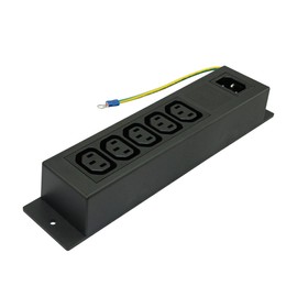 Conntek 55713 10-Amp 250V IEC Power Strip C14 Inlet to (5) 320 Sheet F Outlets with Grounding Wire Out