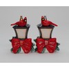Fine Ceramic Christmas Holidays Red Cardinal on Lamp Post Salt