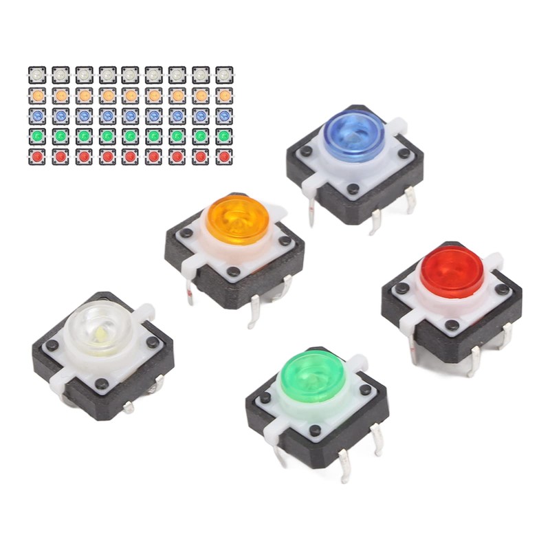 50pcs Mini Push Button ABS Push Button Switch with LED