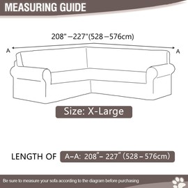 HDCAXKJ Sectional Couch Cover L Shape Stretch Sofa Covers Washable Jacquard Corner Couch Slipcover Non Slip Sectional Slip Cover U Shaped Furniture Protector for Pets Dogs (Rust Red, X-Large)