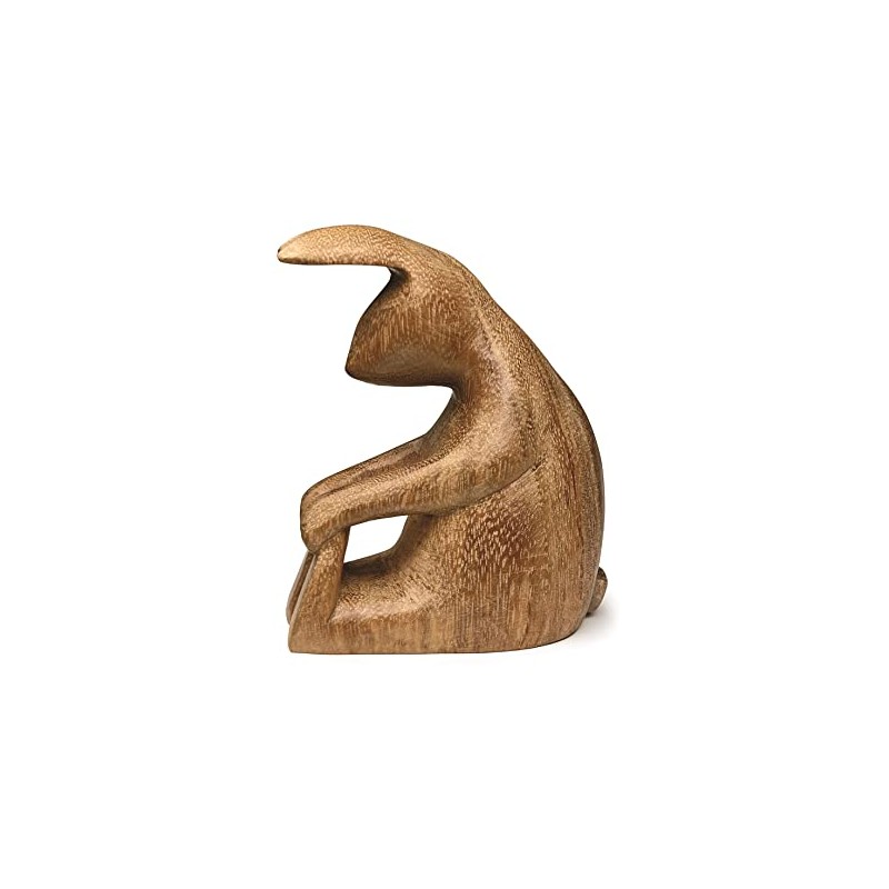 MAISONICA Solid Wood Yoga Bunny Figurine Pilates Ornament - Handmade