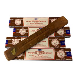 VIE Satya Incense Sticks, 4 Packs x 15g, with Incense Holder, Aromatic Frankincense