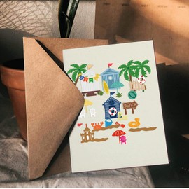 GLOBLELAND Cutting Dies Beach Metal Cutting Stencils Houses Coconut Trees Crab Volleyball and Parasol Cutting Dies for Card Making and DIY Scrapbooking Decor