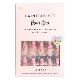 Paintbucket Love Trip Press On Nail Kit - Pink Swirl French Tip Fake Nails