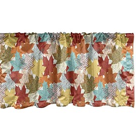 Lunarable Otoño Falda para Cortina, Hojas de Arce de la Temporada de otoño, Decorativa con Estampa Digital y Doblez para Barral, 54" X 12", Multicolor