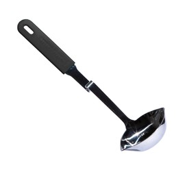 Souper Cubes + Lori Greiner No Mess Stainless Steel Soup Ladle with Silicone Handle - Metal Soup Ladle with No Mess Design That Hooks on Side of Any Pot - Charcoal