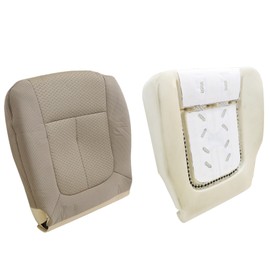 NLQR Driver Side Bottom Replacement Seat Cover Cloth Tan & Seat Foam Cushion Compatible with Ford F150 2011 2012 2013 2014