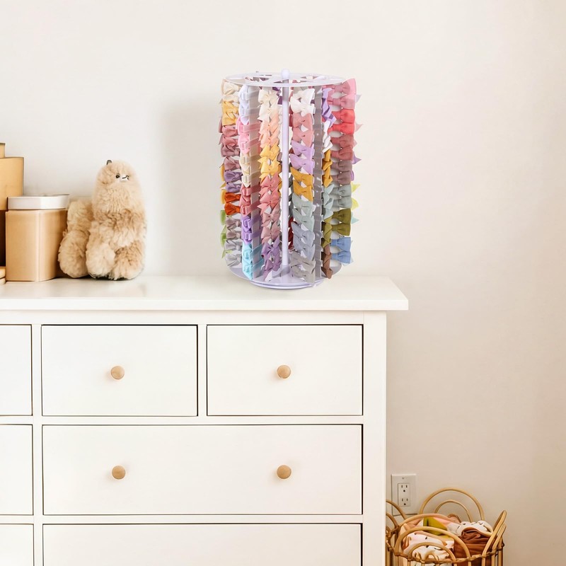 Bow Organizer for Girls,Rotating Bow Holder Baby Hair Clip Storage