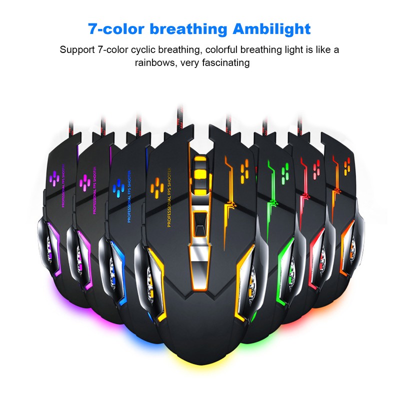Gaming Mouse Wired LED Luminous 3200 DPI Home Office Universal