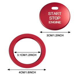 TOMALL Aluminum Engine Start Stop Push Button Cover Trim Compatible with Toyota Camry 2018 2019 2020 2021 2022 2023 Car Keyless Engine Ignition Start Button Cap Surrounding Trim Ring Decoration (Red)
