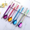 Buyer Star 4 color Square Chopsticks and Spoons Set Metal