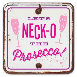 Brainbox Candy - Funny 'Necko Prosecco Coaster' - Small Gift Ideas For Him Her - Friends Birthday - Housewarming Present - New Home Gift - Funny Gifts For Women Men