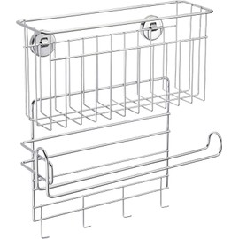 Yoshikawa 1304974 Refrigerator Side Wrap & Paper Holder, Silver, 10.0 x 3.1 x 11.2 inches (25.5 x 7.8 x 28.5 cm)