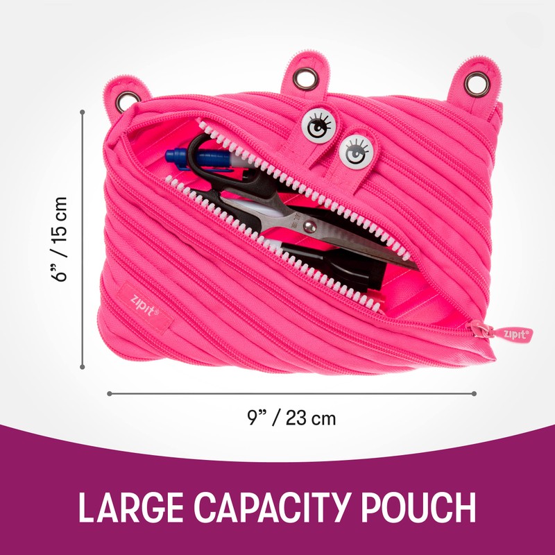 ZIPIT Monster Pencil Case for Girls, Cute 3-Ring Binder Pencil