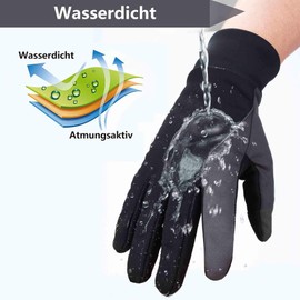 OZERO Cycling Gloves for Women, Winter Warm Bicycle Glove for Smart Phone Texting with Non-Slip Silicone Gel - Thermal Cotton - Windproof and Waterproof for Running, Biking, Driving - Black (Large)