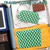 2PCS Travel Cosmetic Bag, Checkerboard Knitted Make Up Bags, Large