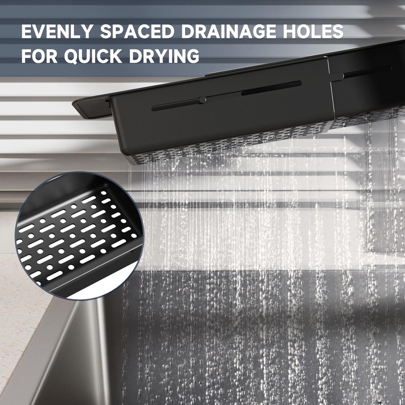 NiHome Extendable Over Sink Kitchen Organizer, Small Telescopic Brush Storage