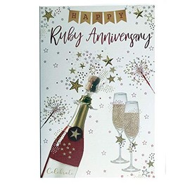 Special Days Happy 40th Ruby Anniversary Champagne Bunting Design Card Lovely Verse