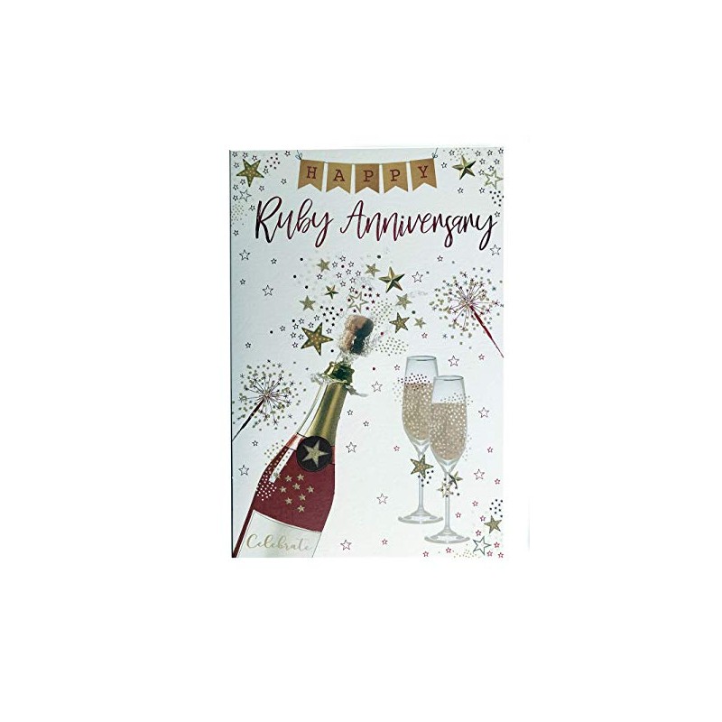 Special Days Happy 40th Ruby Anniversary Champagne Bunting Design Card