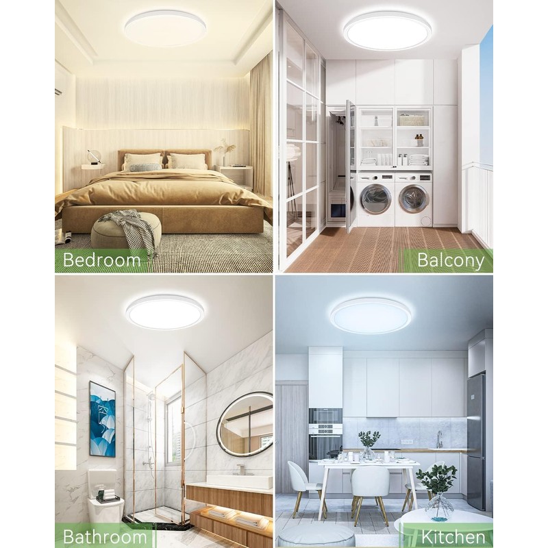 zemty 12 Inch White Flush Mount Ceiling Lights Super Slim