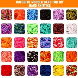 Royouzi Loom Bands Set, 2800+ Grids Colourful Rubber Bands Kit for Bracelets, Loom Rubber Bands, DIY Elastic Loom Bands, Children's Bracelet Crafts with Beads Hook Charms for Beginners, Boys and Girls