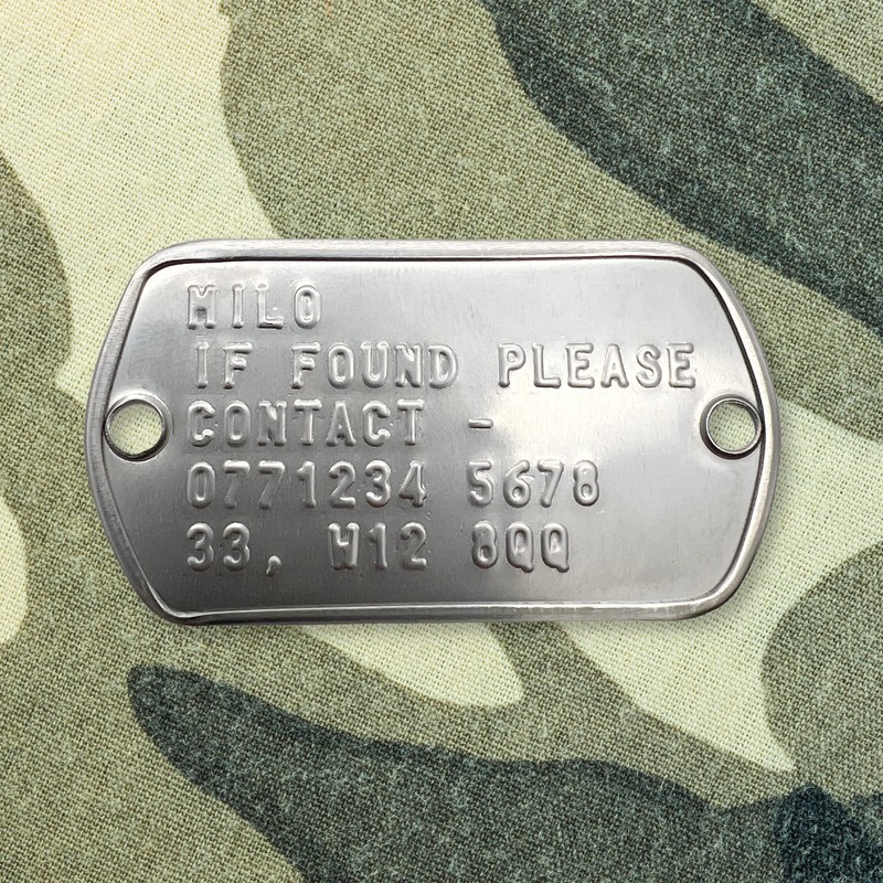 Pet Finder Lost ID TAG 2 Hole Design Military Army