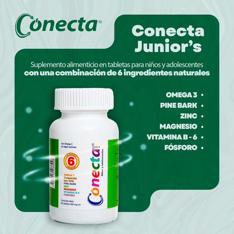 Conecta Junior Kids Dietary Supplement 450mg – Child Development Formula,