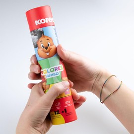 Kores - Kolores Jumbo, 12 Triangular Shape Chunky Colouring Pencils - Triangular Shape, FSC Wood - Set of 12 Assorted Colouring Pencils in Twist and Turn Tube with Jumbo Sharpener