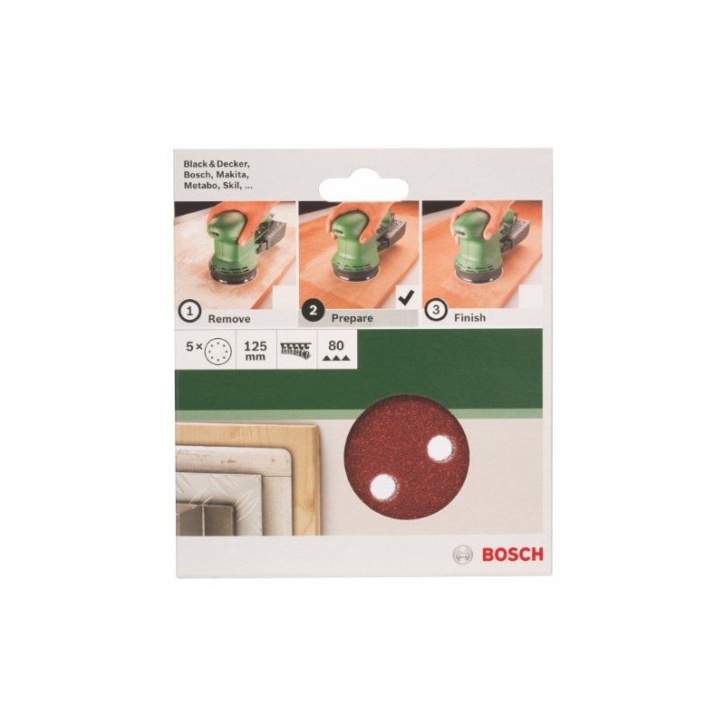 Bosch 2609256A24 Sanding Sheet Set for Random Orbit Sanders (5-Piece)