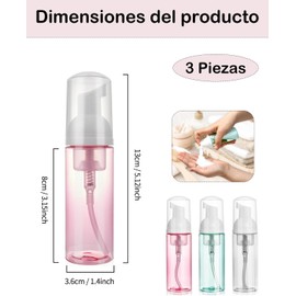 Dispensador De Jabon Espuma, Dispensador Jabon Espuma 3 Unidades Verde Rojo Transparente, para Viajes Mantenimiento Higiene Diaria Limpieza Maquillaje, 132 * 36mm Pet