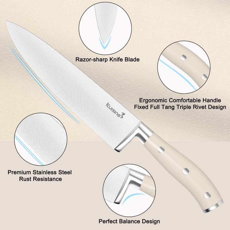 Kuisine Premium Sharp Knife Set,High Carbon Stainless Steel Ergonomic Handle,Knife