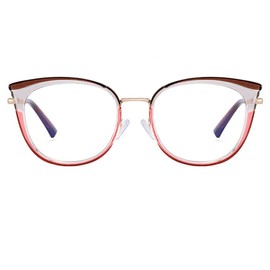 bullabulling Retro Round TR90 Blue Light Reading Glasses Spring Hinge Womens Mens Readers Computer Eyewear Frame (brown pink, 0, x)